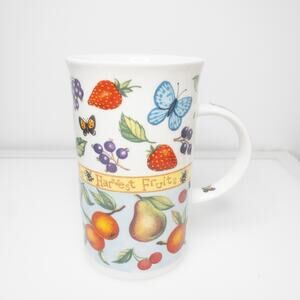 Roy Kirkham Harvest Fruits Bone China Mug Strawberry Pear Butterfly Tea Cup